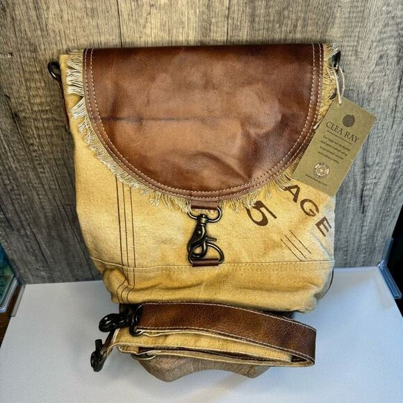 Canvas Leather Crossbody Purse Flap Bag FAST SHIP NeW - Picture 1 of 9